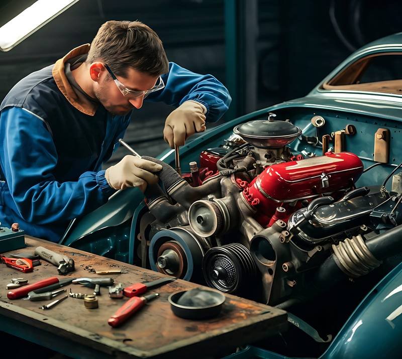 a man working on the engine
