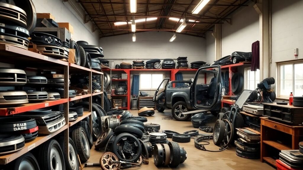 Dodge car parts in a workshop