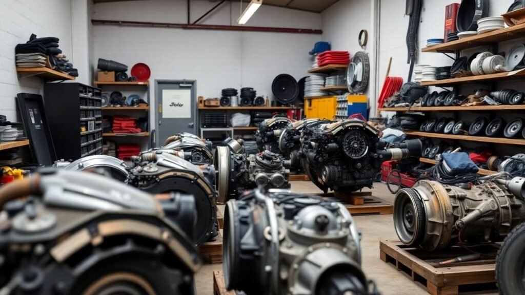 Dodge car parts in a workshop