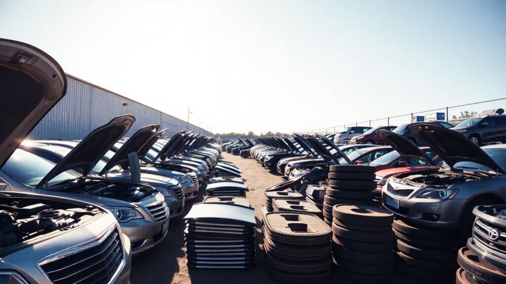 Chrysler salvage yard in Australia with used car parts.