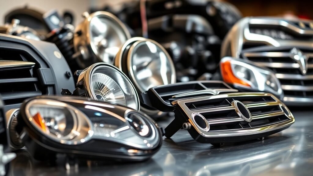 Affordable Chrysler spare parts laid out for sale.