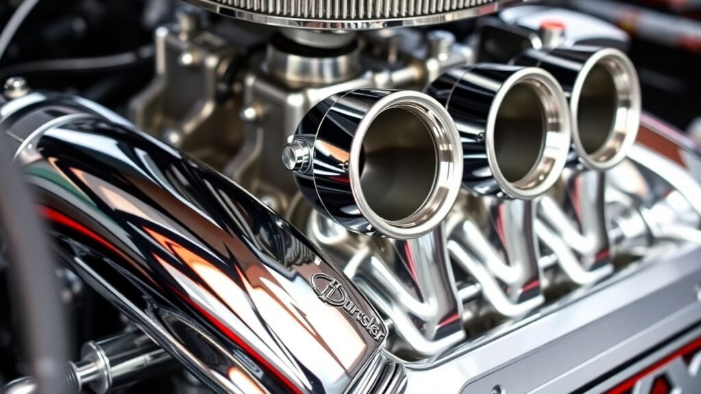 Chrysler performance engine part, chrome, mechanical detail