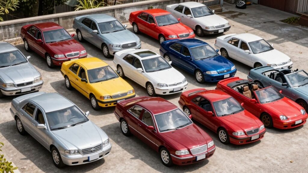Chrysler car parts and vehicles in an Adelaide wrecking yard.